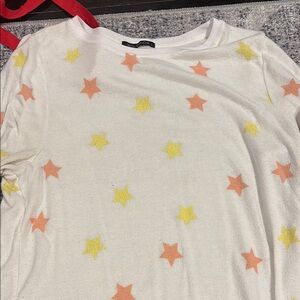 Starry Kids Shirt - White with Orange and Yellow Stars